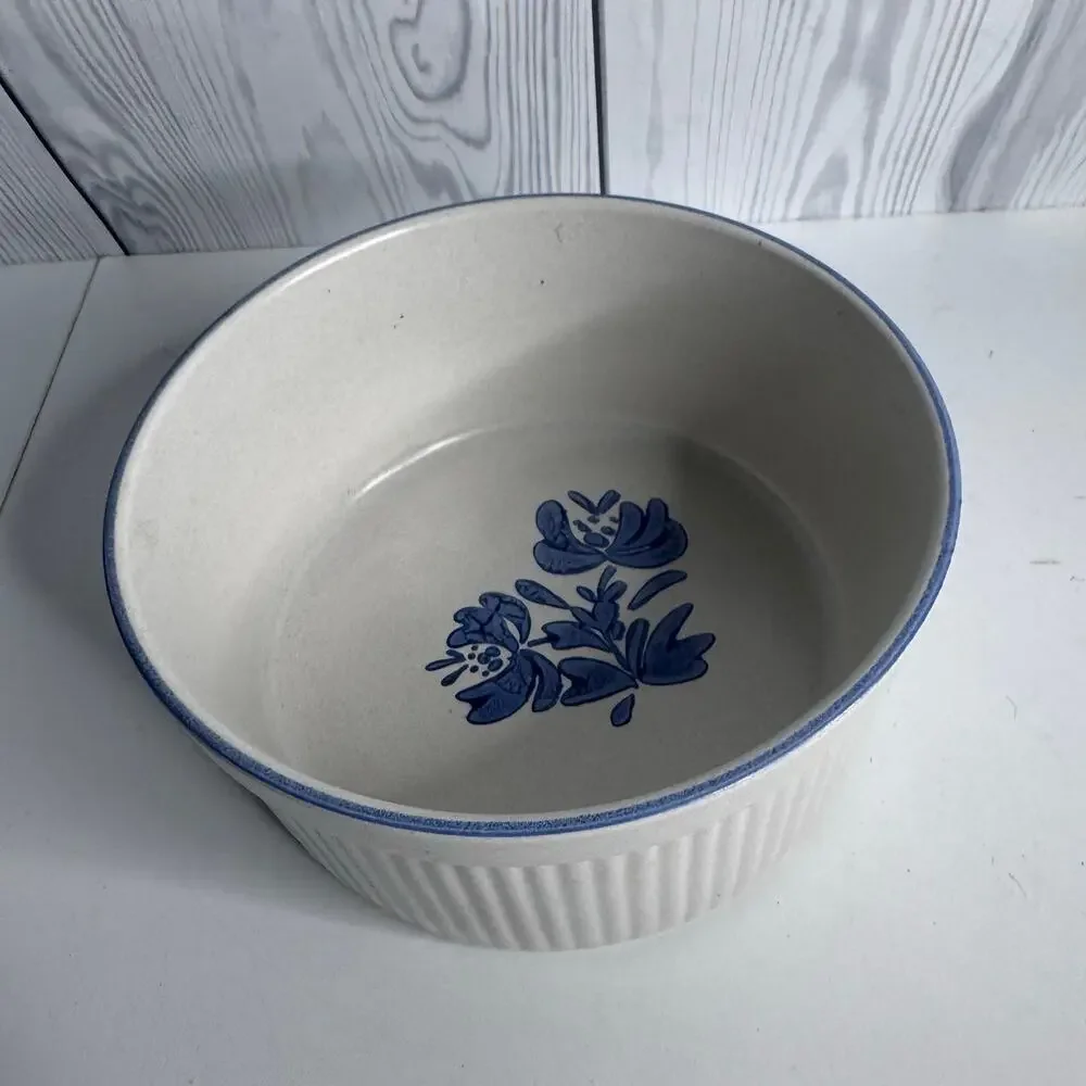Vintage Pfaltzgraff Yorktowne 406 Soufflé Casserole Dish Ribbed Stoneware USA